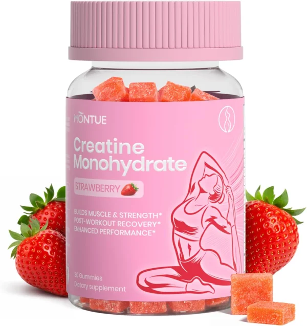 Montue Creatine Gummies for Women — NSF Certified, with BCAA, Strawberry