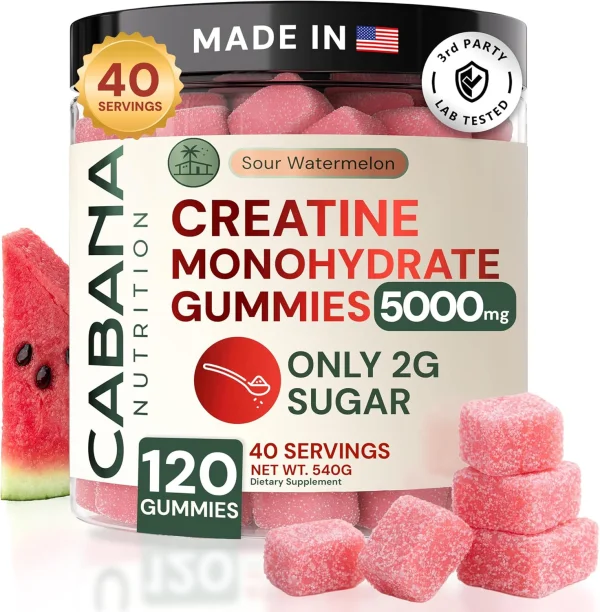 Made in USA Creatine Monohydrate Gummies 5g — Sour Watermelon, 120 Count
